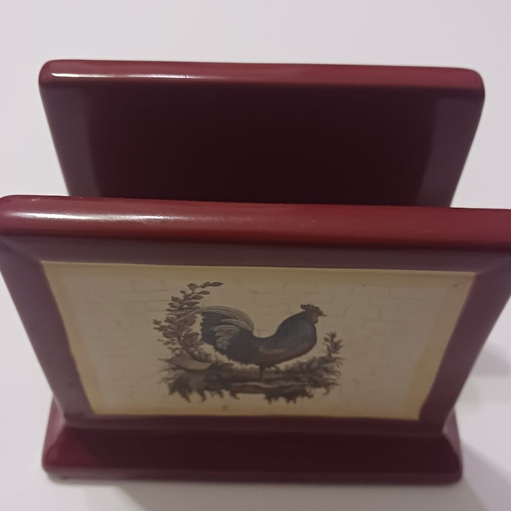 Expressions Red napkin holder with rooster NEW